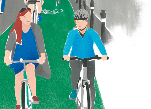 Sind Radwege breit und vom Kfz-Verkehr geschützt, steigen Groß und Klein gerne aufs Rad.