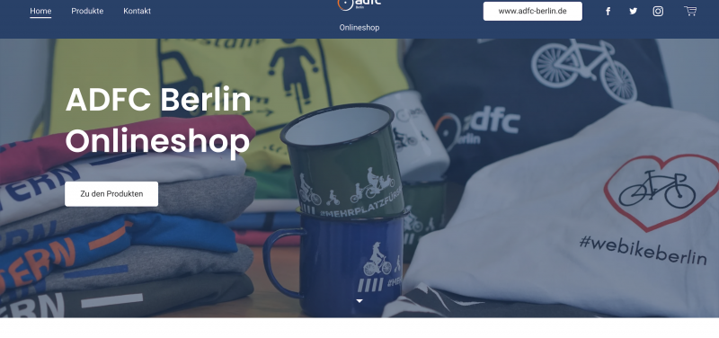 Homepage des ADFC Berlin Onlineshops