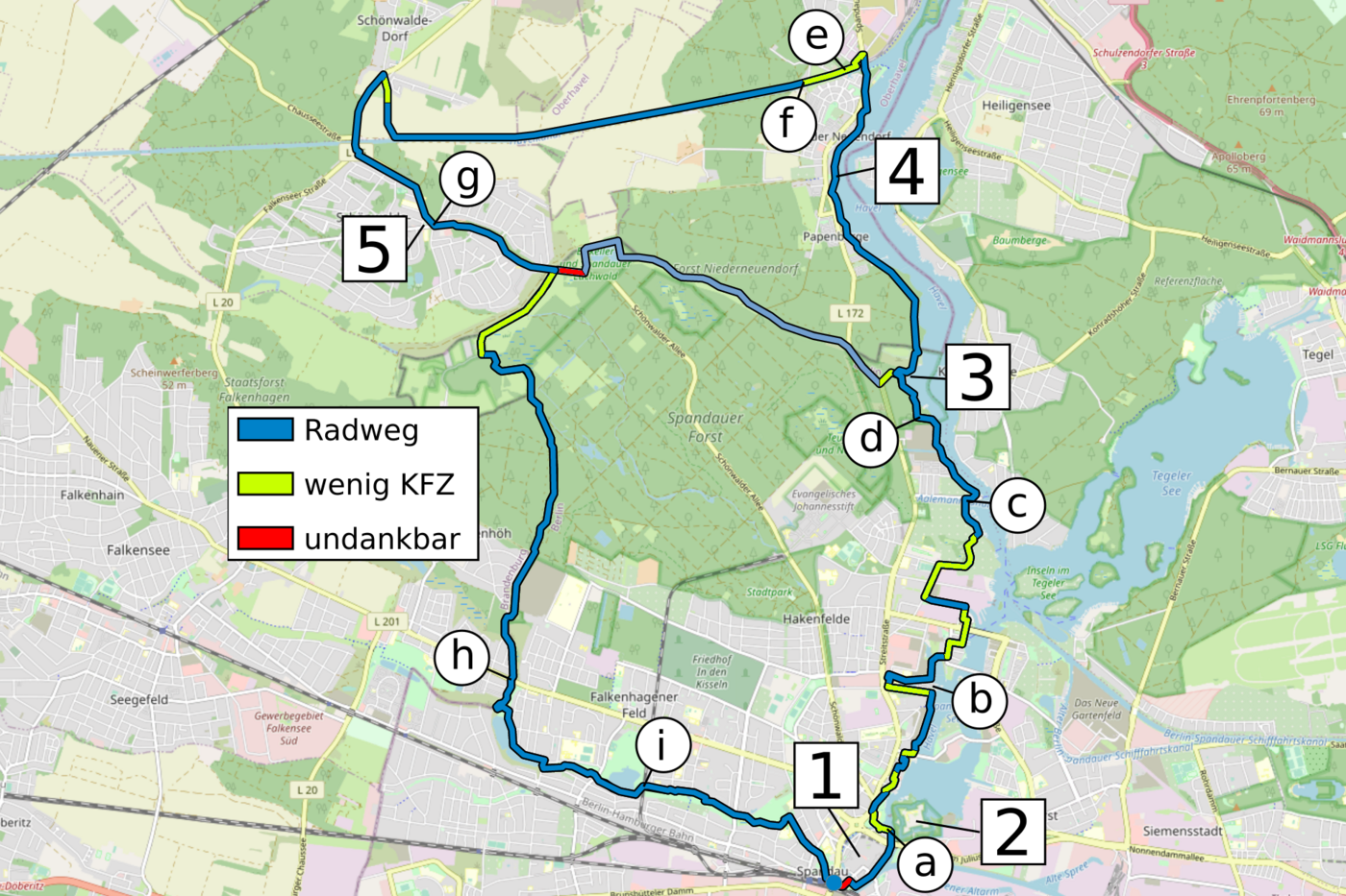 Kartenansicht der Tour durch Nordspandau