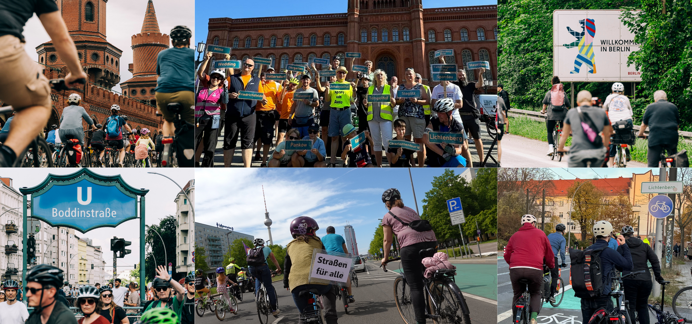 Kollage aus Bildern von Fahrrad-Demos