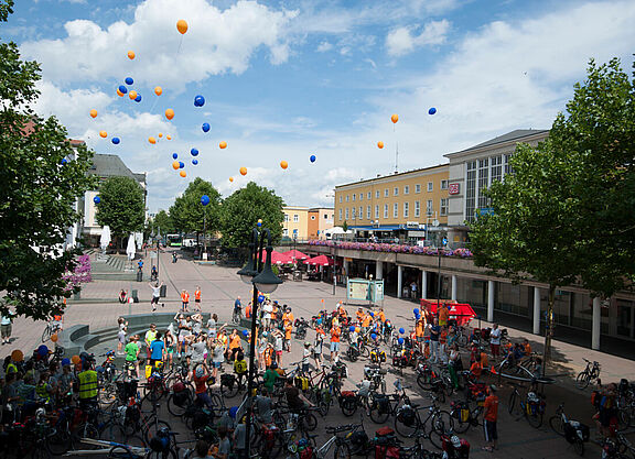Zum Abschluss jedes jufafes gibt es eine Fahrrad-Demo.