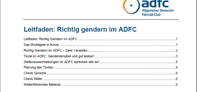 Bildschirmfoto Leitfaden Richtig Gendern